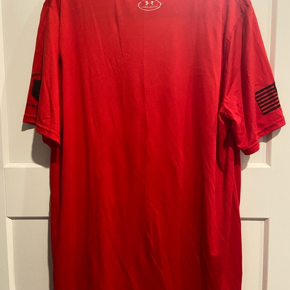 Under Armour red Big Red One Military Army loose Men's shirt sleeve Large NWT - Picture 3 of 12